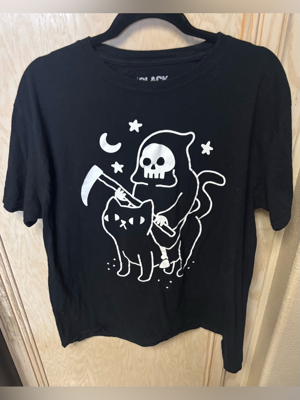 Black Matter Grim Reapurr Death Rides a Black Cat Graphic Tee X-Large Gothic